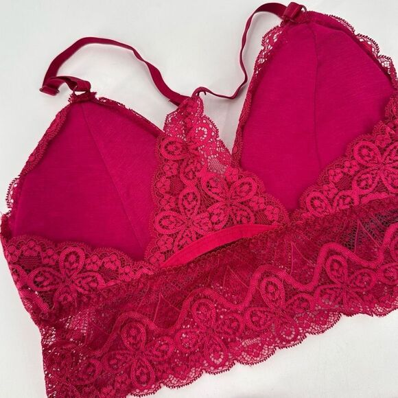 NWOT Yandy Lace Boy Shorts & Bralette Cami Raspberry Pink Size Small Set - Picture 5 of 7